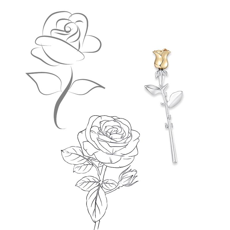Gold Rose Anstecknadeln Für Damen Unisex Elegante Blume Metallbrosche Bankett Schmuck Geschenke