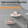 Boat Shaped Soap Dish Wall Mounted No Drill Draining Soap Tray Bathroom Storage Box