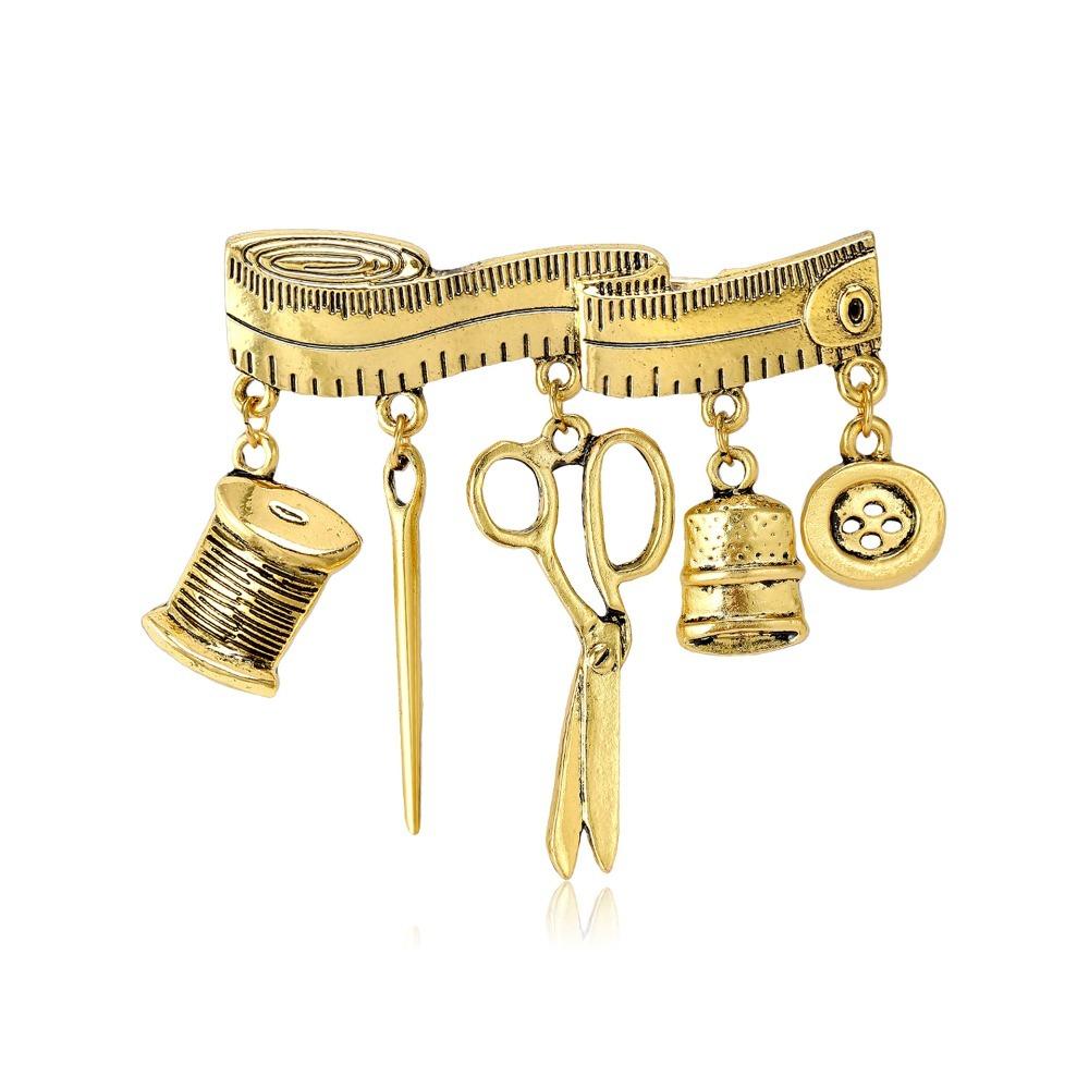

Zinc Zinc Alloy Tailor Tools Brooch Vintage Metal Corsage Ornament Sewing Supplies Brooch Banquet Party золотой