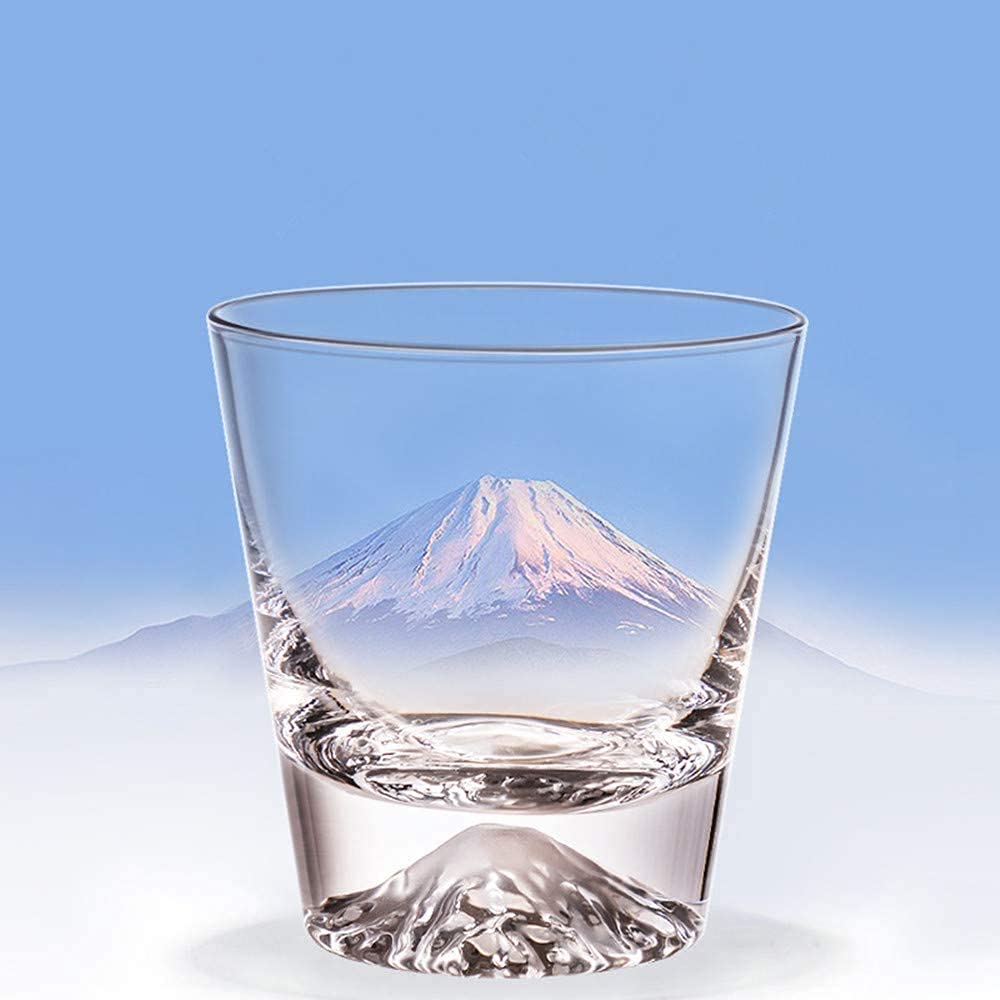 Fuji glass tumbler rock traditional wooden box wedding gift present no wooden [morning place] Mt. (Fuji box)
