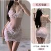 Erotic Lingerie, Sexy and Pure Desire, Halter Lace Pajamas, Large See-through Seductive, Hip-hugging, No-take Sleeping Dress 1327