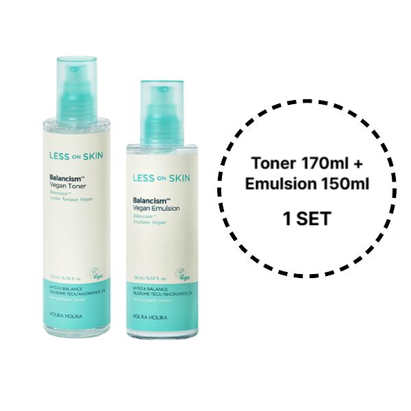 HOLIKA HOLIKA Less On Skin Balancism Vegane Hautpflegeserie (Toner 170 ml / Serum 50 ml / Emulsion 150 ml / Essence Pad 120 Blatt) (15 Optionen)