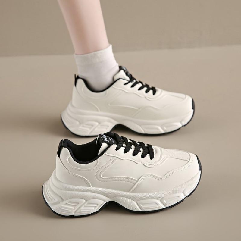 

Spring new sports and leisure little white shoes women s solid color platform dad shoes niche student lace-up women s shoes 40 чёрный