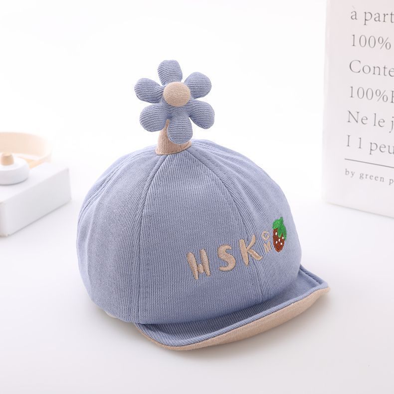 Cute Cotton Baby Baseball Cap Soft Brim Flower Design Spring Autumn Unisex Infant Toddler Sun Hat For Boys And Girls