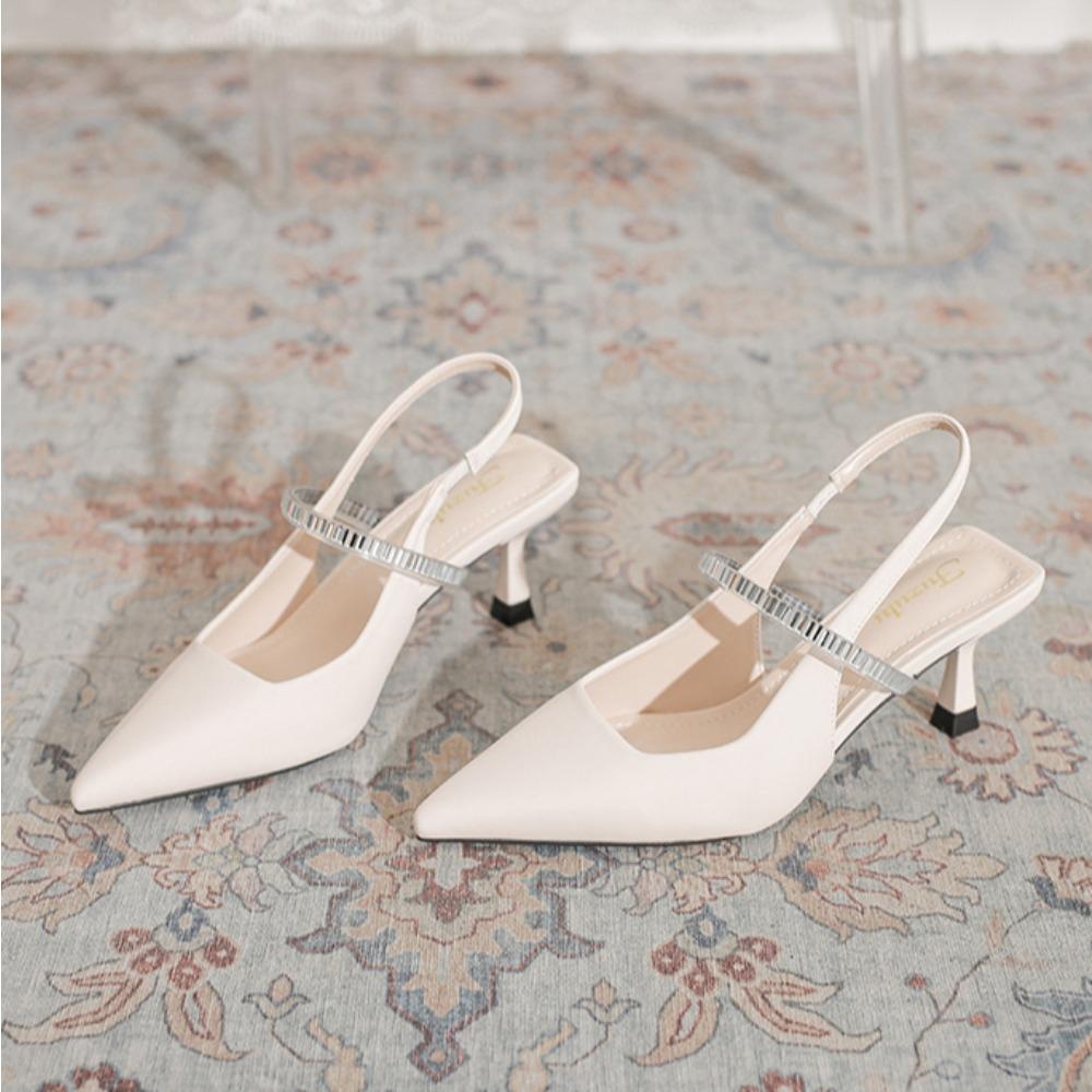 Fashion Sharp Pointed Slim Heeled High Heels Women 2025 New Summer French Rhinestone Back Air Sandals Womens Shoes sandals ladies shoes