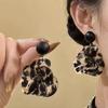 Silver Needle Leopard Print Resin C-shaped Flower Petal Earrings Retro Ethnic Style Stud Earrings Personalized Niche Design Earrings
