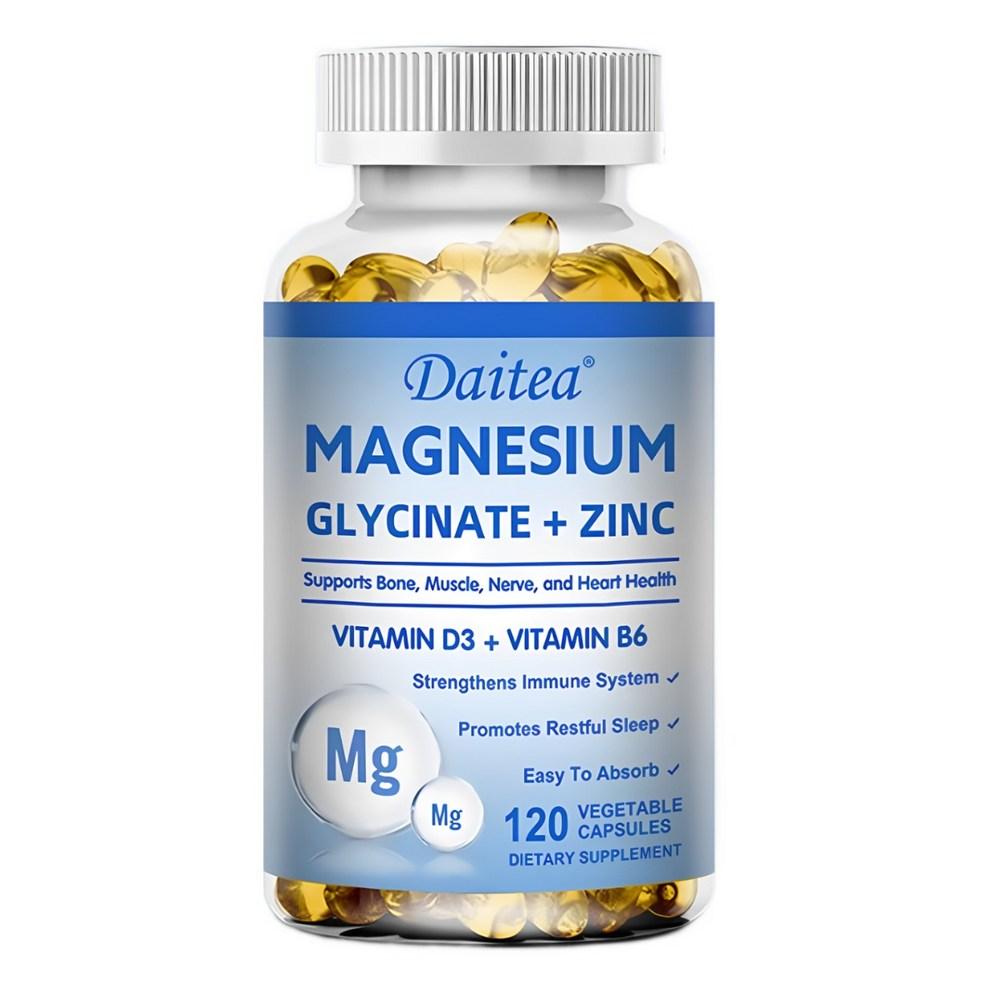 Maximieren Sie die Aufnahme mit Magnesiumglycinat-, Zink-, Vitamin-D3- und B6-Nahrungsergänzungsmitteln - 60 Tabletten 1 Stück für gesunden Schlaf, Nerven- und Knochengesundheit