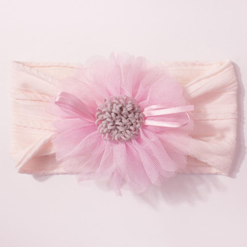Hot-selling new children's headband cute mesh flower baby jacquard headscarf comfortable baby jewelry