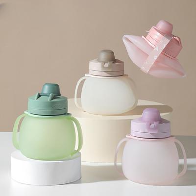 New Big Belly Cup 600ml Cup with Straw Outdoor Folding Cup Edible Silicon Drop-Resistant Large Capacity Sports Kettle
