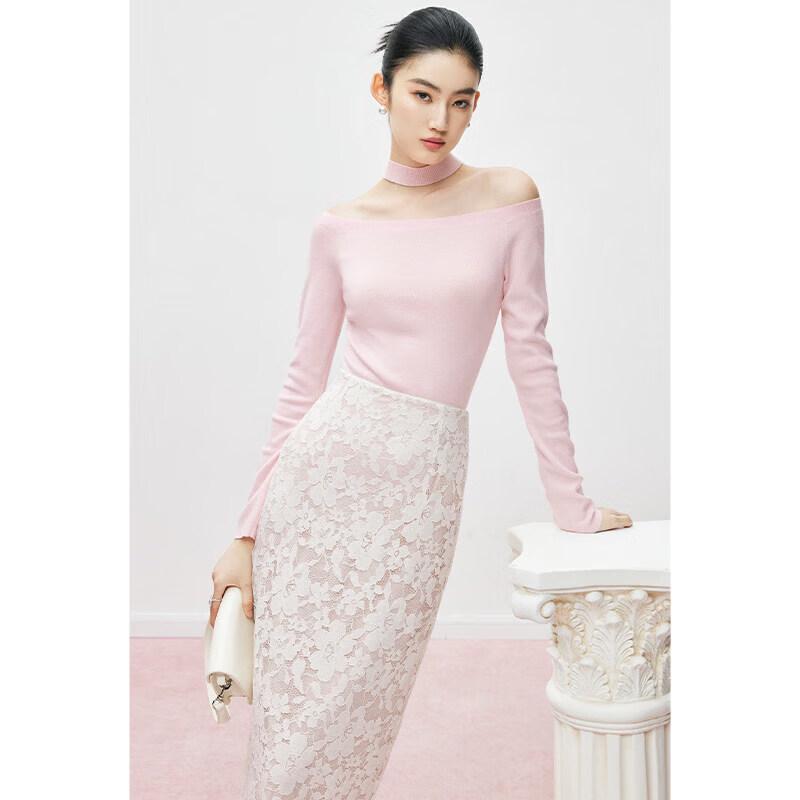 Mandy Zhang French Elegant Off-Shoulder Long Sleeve Knit Top