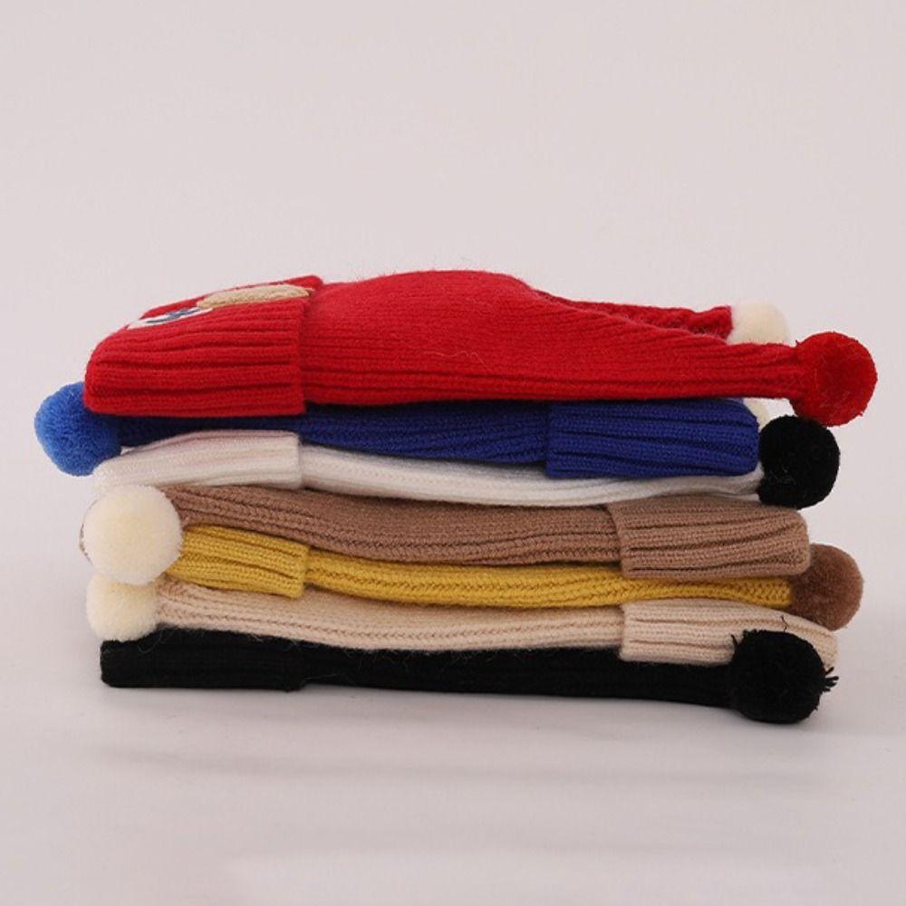 Openwork Flower Warm Wool Beanie Plush Ball Kids Winter Cap Fashion Pompom Hat  Ear Protection