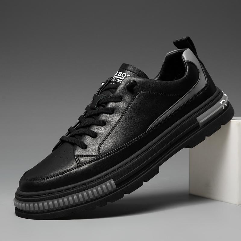 Newest Men'S Shoes Fashion Leather Sneakers Men Casual Lace Up Comfortable Outdoor White Shoes Platform Rubber Brand Loafers Male