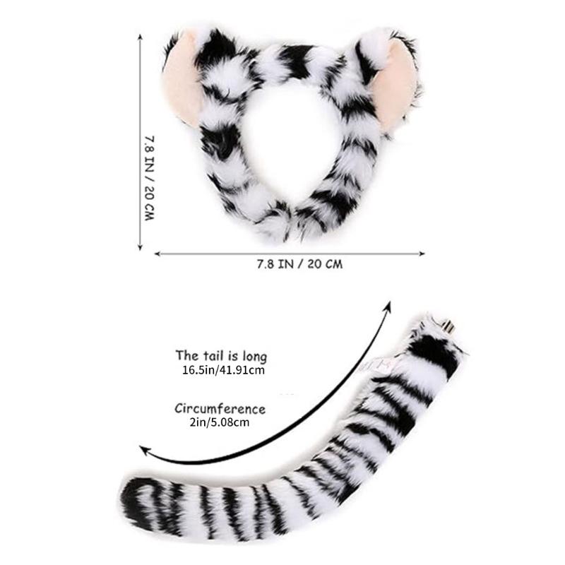 1/2/3/4 Animal Leopard Costume Accessories Leopard Ears Headband Tail Bowtie Tutus Skirt Halloween Cosplay Party Props