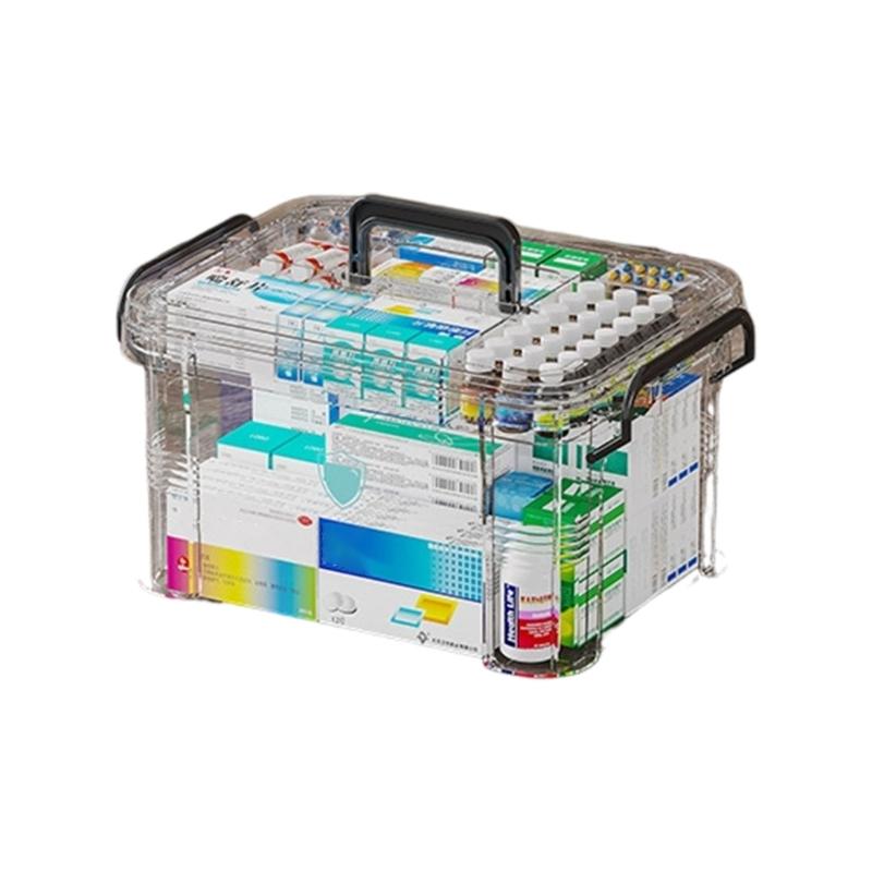 Multilayer Medicines Organizers Box With Clear Lid Large Capacity Portable Storage For Household Emergency Use small
