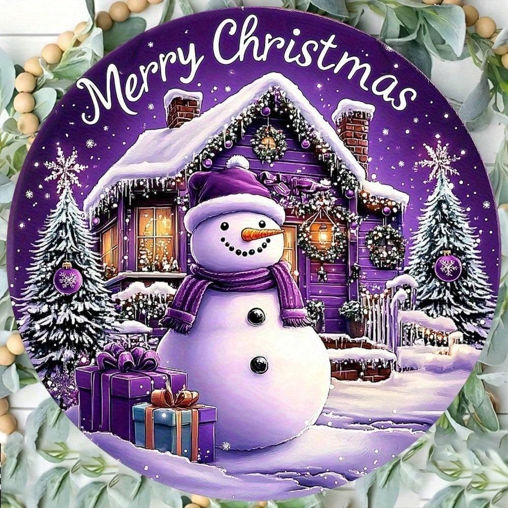 

2D Flat Iron Christmas Village Decoration Snowman Merry Christmas Text Hanging Ornament for Home Kitchen Cafe 20x20 разноцветный