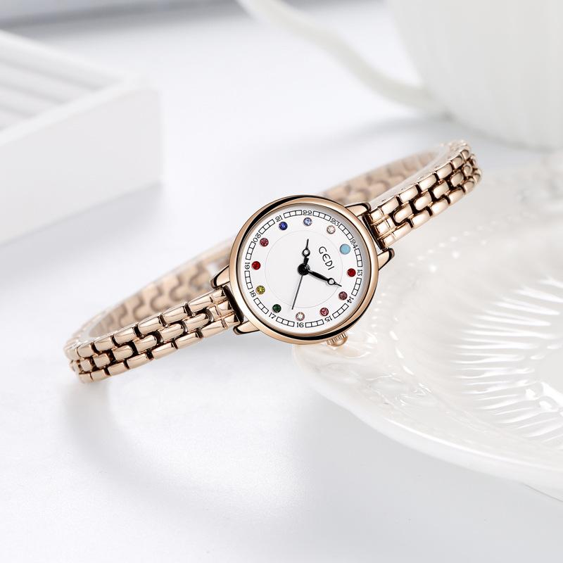 Colorful birthstone medieval watch niche high-value alloy bracelet watch women's exquisite waterproof steel belt watch