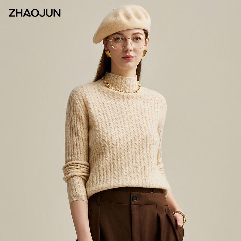 Women s Turtleneck Cable Knit Wool Sweater M