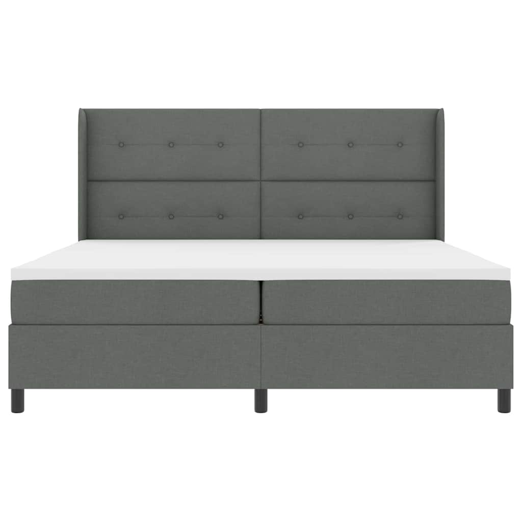 LED Boxspring Bed with Headboard Dark Grey 200 x 200 cm Fabric