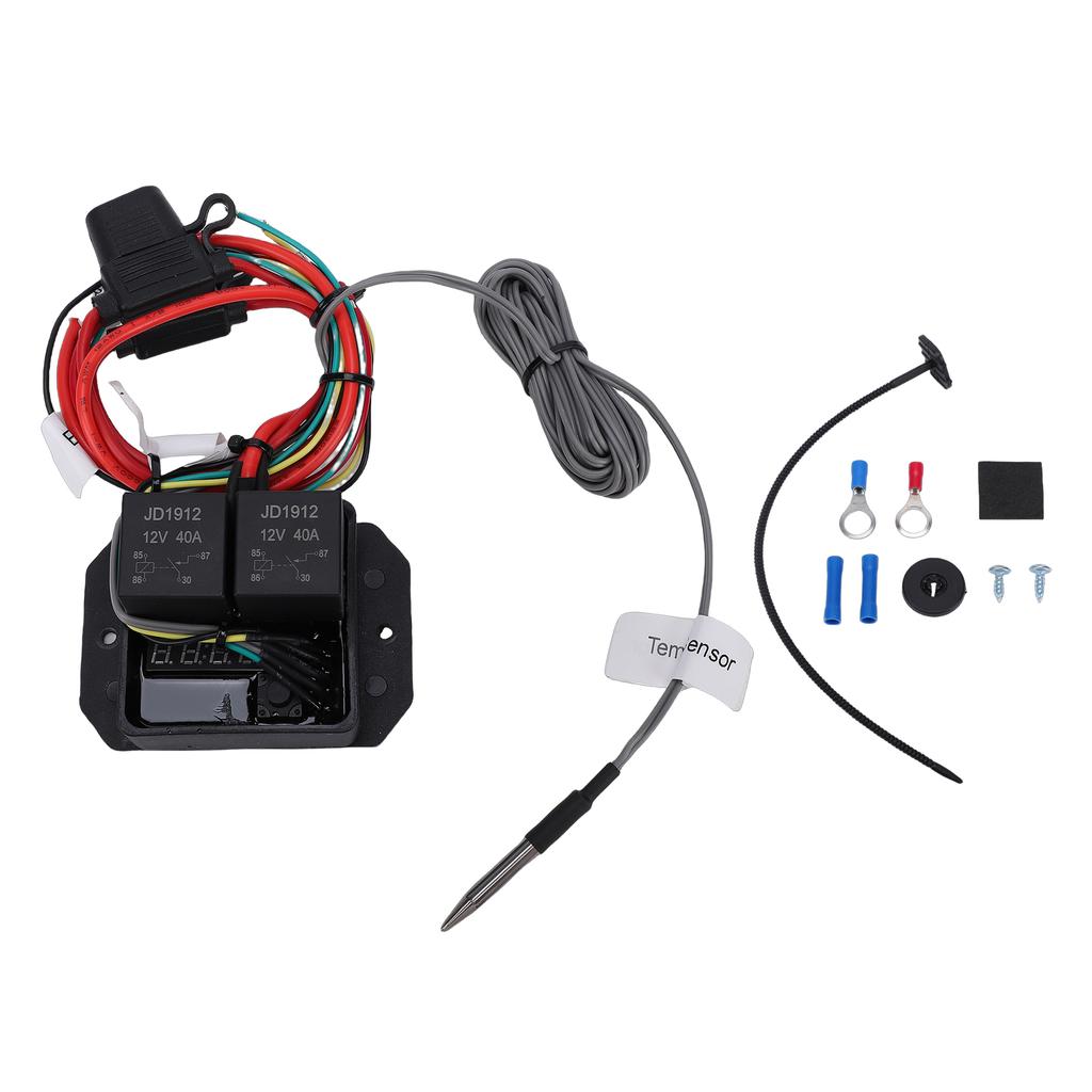 Digital Radiator Fan Controller Switch Kit DC0444 LED Real Time Display 104 230 degrees F Electric Radiator Fan Switch