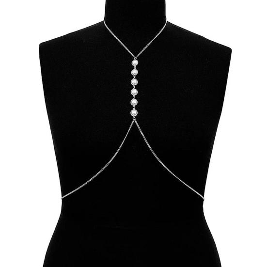 Chain Cross Lesklé umělé perly Barva Boho Beach Bikini Hrudník