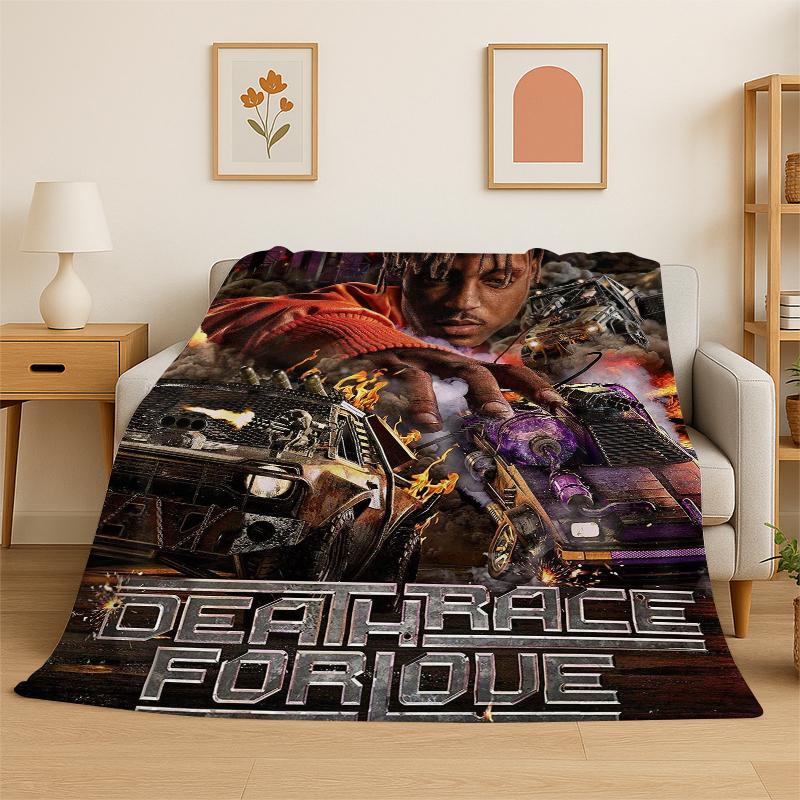 Retro Juice WRLD 999 Legende Rapper Star Flanelldecke Weiche Warme Überwurfdecke für Schlafzimmer Wohnzimmer Bett Reise Camping