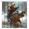 Capybara Shower Curtain Cool Rodent Animals Riding Crocodile Sea Wave Ocean Wild Animal Wildlife Bath Curtain Fabric Bathroom