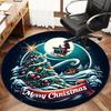 Merry Christmas Moon Round Rug Nonslip Area Rug Office Chair Mat Carpet For Living Room Bedroom Home Decor