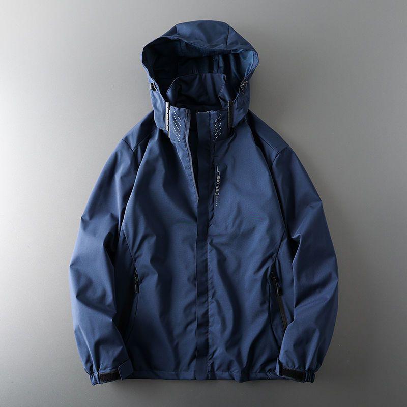 

Мужская ветрозащитная водонепроницаемая куртка для активного отдыха в американском стиле на весну и осень 2XL темно-синий