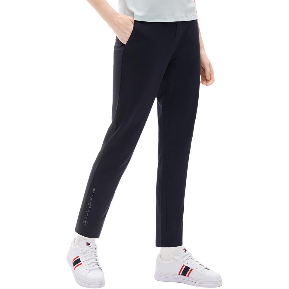 FILA Solid Logo Knitted Casual Long Pants Women bottoms Legendary-Blue F11W237602FNV