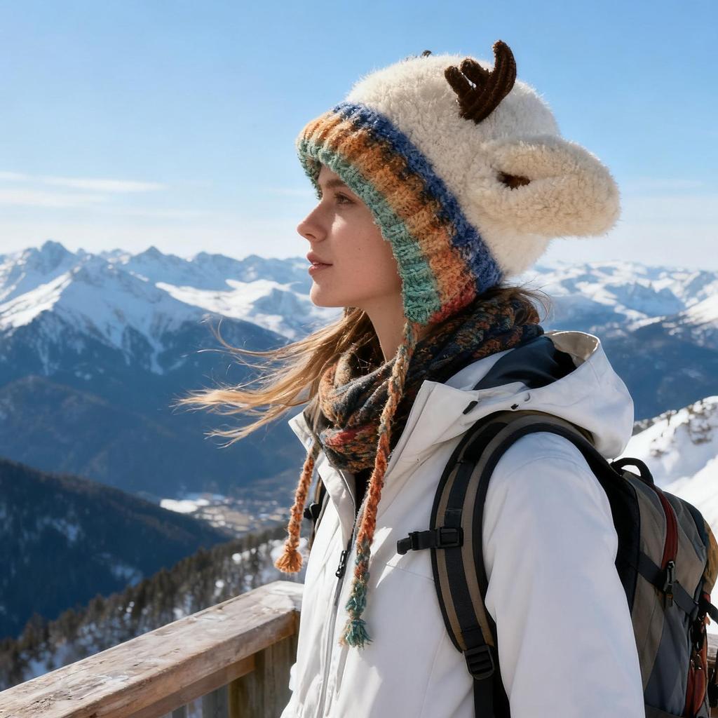 Deer Plush Hats Warm Windproof Knit Caps Plush Warm Antler Hat For Women Girls Teens Children Travel Holiday Outdoor