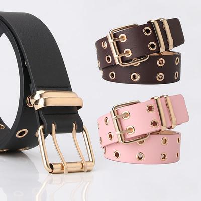 Fashion Double Pin Buckle Double Exhaust Eye Belt Women, Jeans Belt Ins Wind Simple Belt