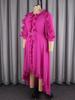 Plus Size Elegant Rose Red Chiffon Evening Gown with Ruffled Irregular Hem