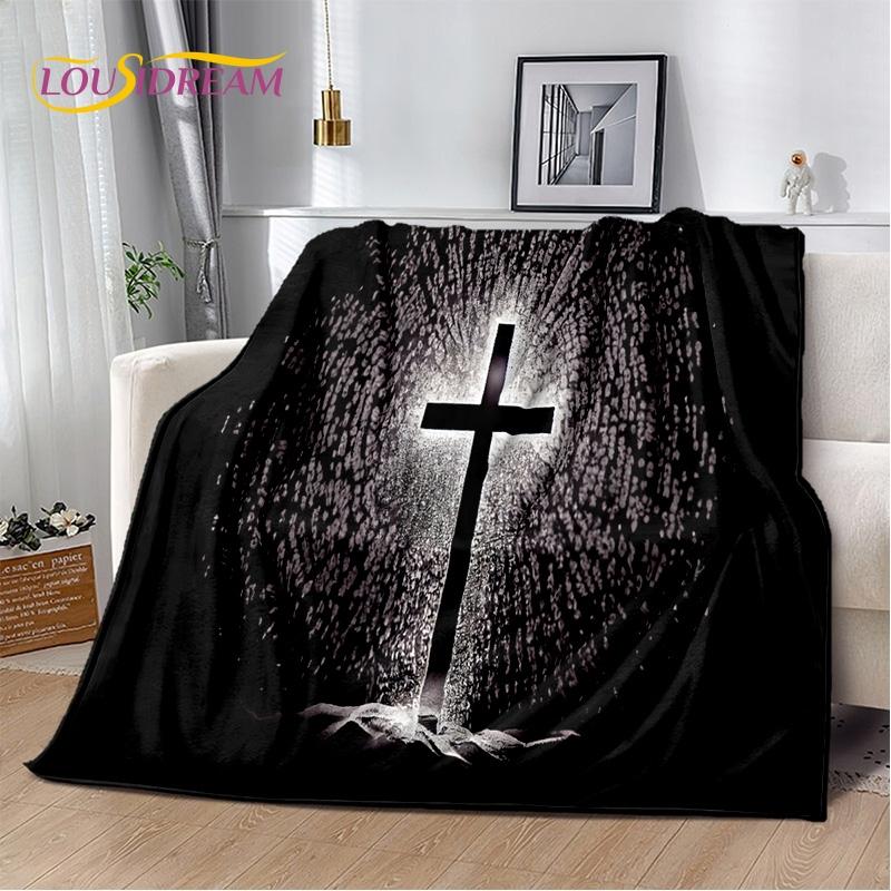 New 3D Pray Holy Bible Cross Jesus Soft Blankets,Keep Warm Throw Blanket Comfortable Blanket for Picnic Beds Sofa Home Bedroom