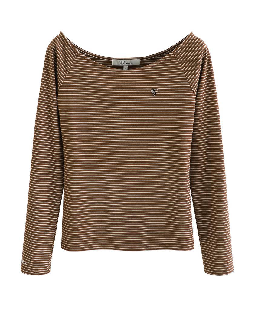 VIVACIOUS Se Stripe Boat-Neck Tee_5Colors