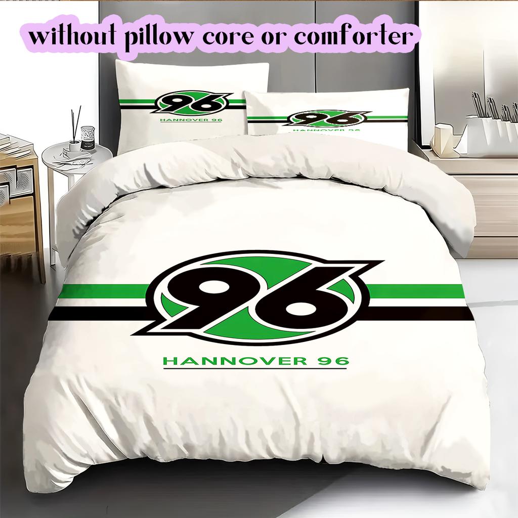 Hannover 96 Pattern Bedding Quilt Set Quilt Cover Pillowcase Home Decoration Birthday Gift (1 * Duvet Cover + 2 * Pillowcase, Without Core)