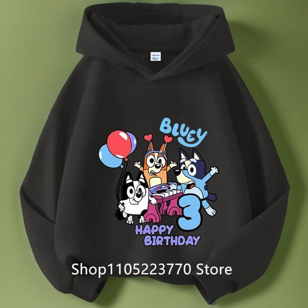 Kids Bluey Hooded Sweatshirt Fall Winter Warm Soft Pullover Comfortable Playwear for Boys Girls