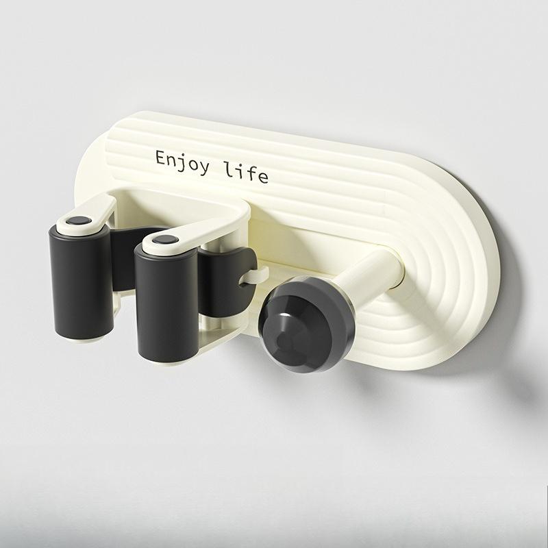 Color blocked mop clip no punching broom mop storage rack