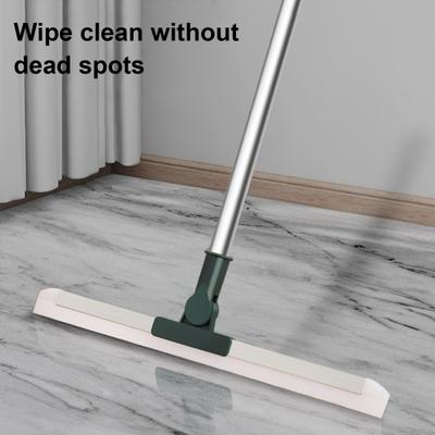 Silicone Floor Scraper Stainless Steel Retractable Handle Bathroom Wiper Broom Tile Floor Cleaning