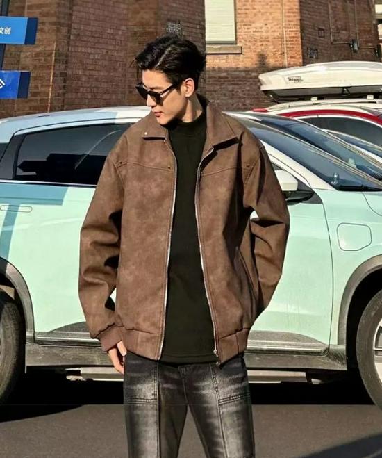 Men's American Retro Suede Lapel Jacket - Thickened, Cropped Leather Outerwear for Autumn/Winter Casual Wear