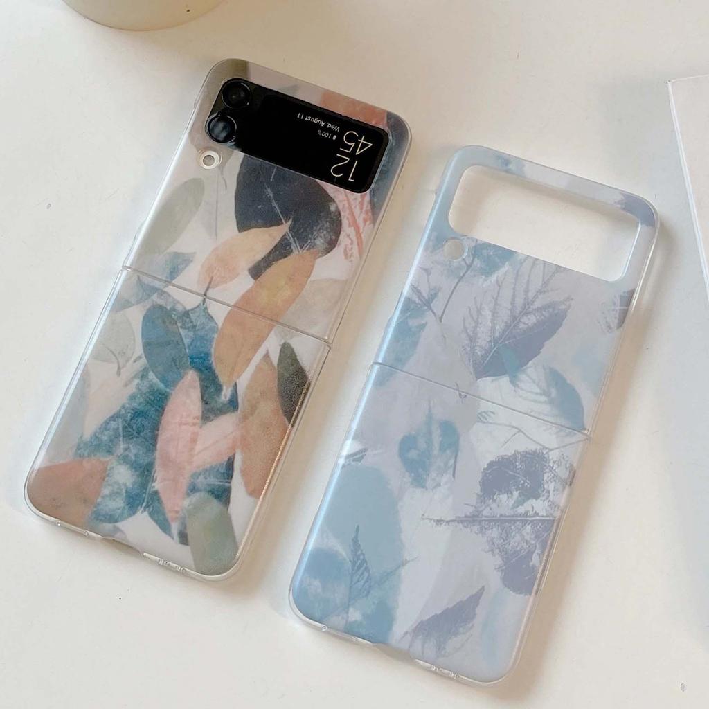 Blatt Cartoon Hülle für Samsung Galaxy Z Flip3 Flip4 Flip 3 4 5g Niedliche Paar Handyhülle Rückseite Ins Schutzhülle Capa