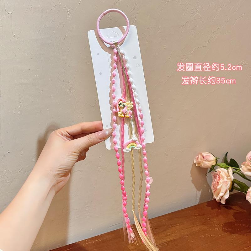 Children'S Pearl Mesh Gone Cartoon Super Fairy Princess Ribbon Braided Hair Headgear Little Girl Bow Hairpin Hair Accessories