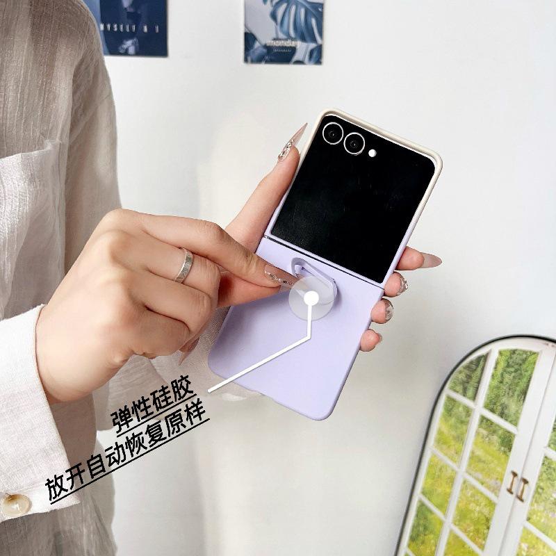 Fashion Macaron Solid Color Anti-Drop Ring Case for Samsung Z Flip7