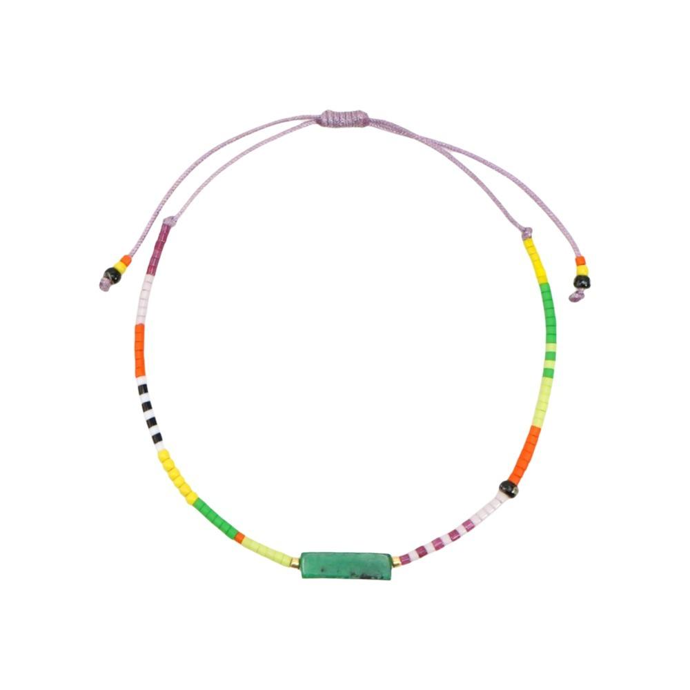 

Hand Rope Bohemian Beaded Bracelet Adjustable Rectangle Stone Bracelet Colorful Bracelet Men