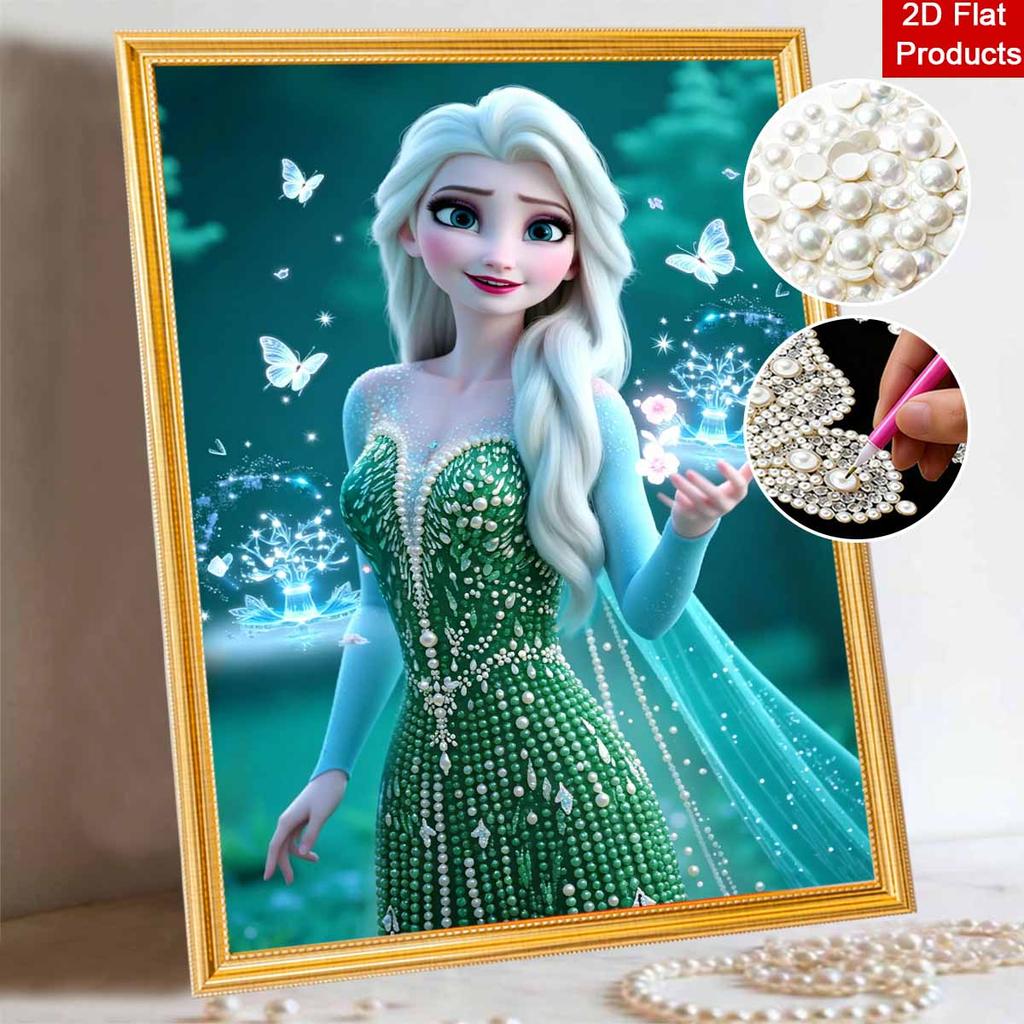 Disney Pittura con Perle Regina Elsa Pittura Artistica con Perle Fai-da-te Pittura con Gemme di Perla Quadri Artigianato Forma Speciale Decorazione Murale per la Casa