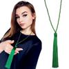 Fashion 14 Colors Long Fringe Silk Tassel Necklace Women Glass Bead Crystal Pendant Necklaces Statement Vintage Bohemian Jewelry