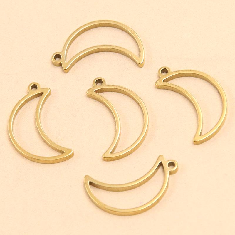 Stainless Steel Geometric Charm Molds: 10 Models & 2 Colors - Pentagram, Rhombus, Circle, Water Drop, Moon Pendants