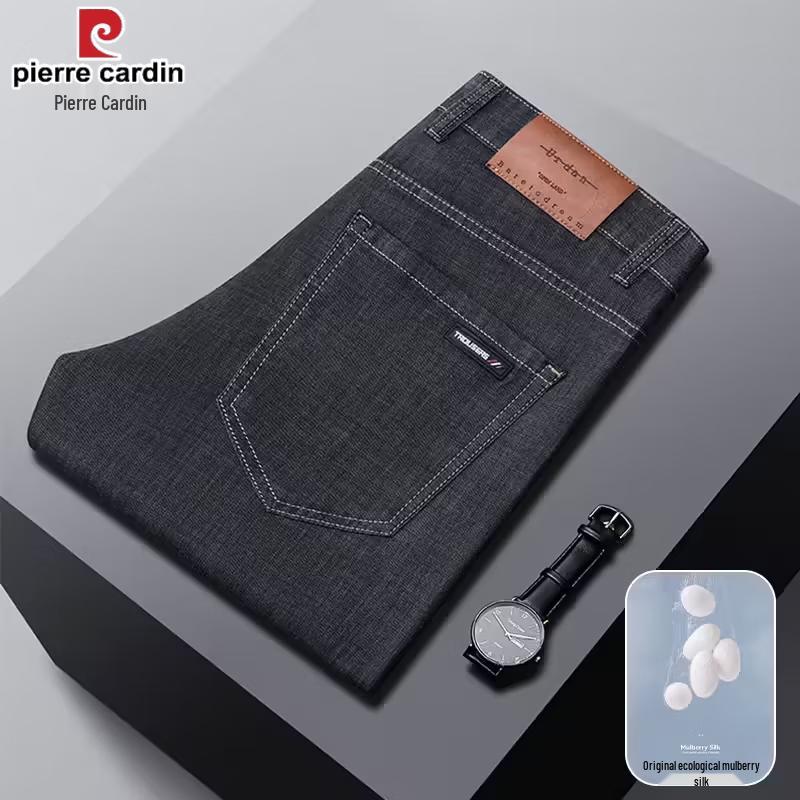 Pierre Cardin Men s Summer Ice Silk Loose Straight Jeans 33 чёрный