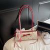 Contrast Color French Stick Handbag Lace Ribbon Underarm Bags All-match Bow PU Shoulder Bag  Daily
