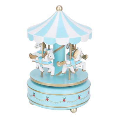 Merry GO Round Music Box Carousel Gift Christmas Wedding Birthday Gift Decor Blue