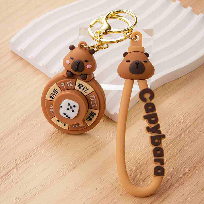 Креативный брелок-подвеска-спиннер с капибарой – Милое мультяшное украшение для машины или школьной сумки, подарок